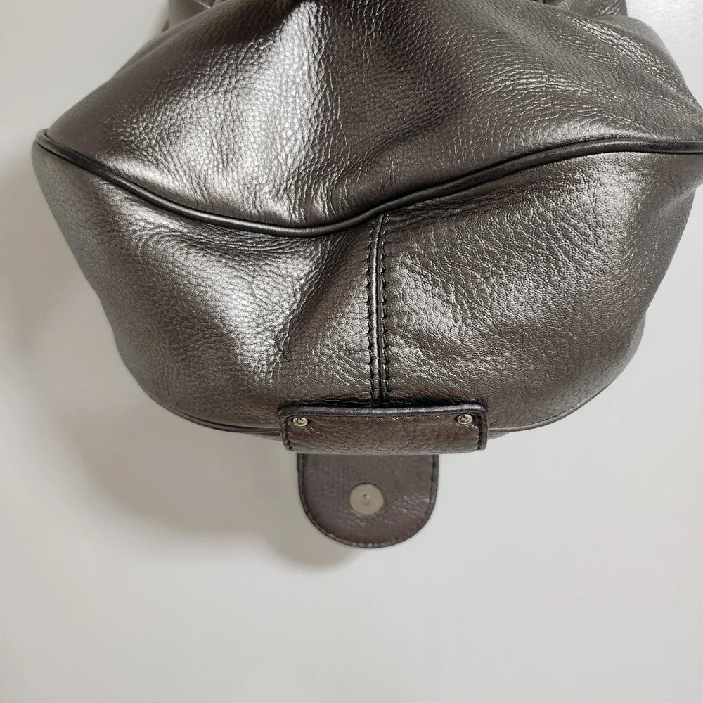Michael Kors Morgan Hobo Metallic Silver Shoulder Bag Medium Cresent shape